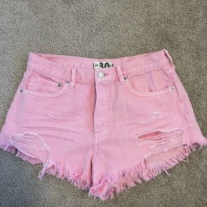 Distressed jean shorts
